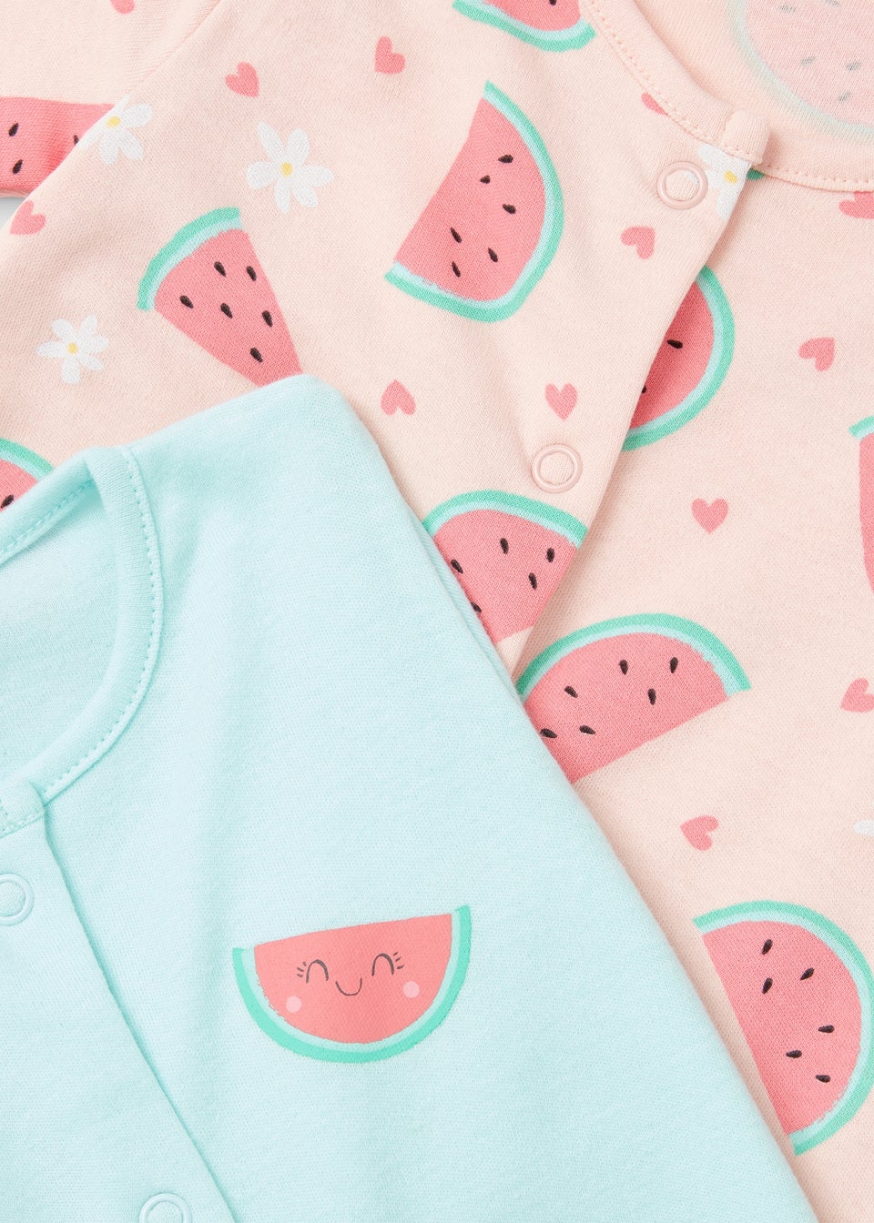 Baby 2 Pack Blue & Pink Watermelon Sleepsuit (Newborn-23mths)