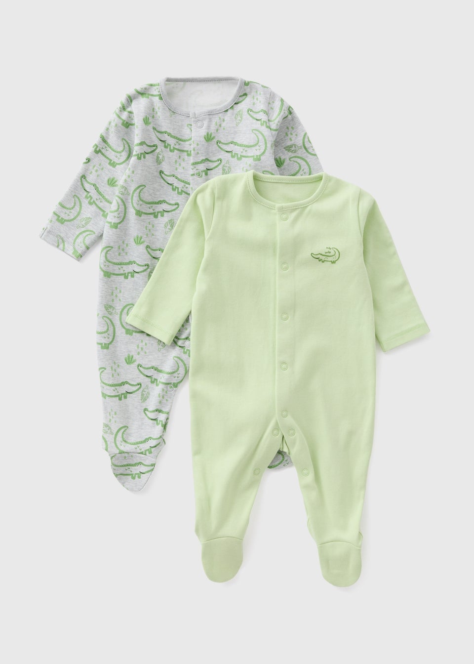 Baby 2 Pack Green Croc Sleepsuits (Newborn-23mths)