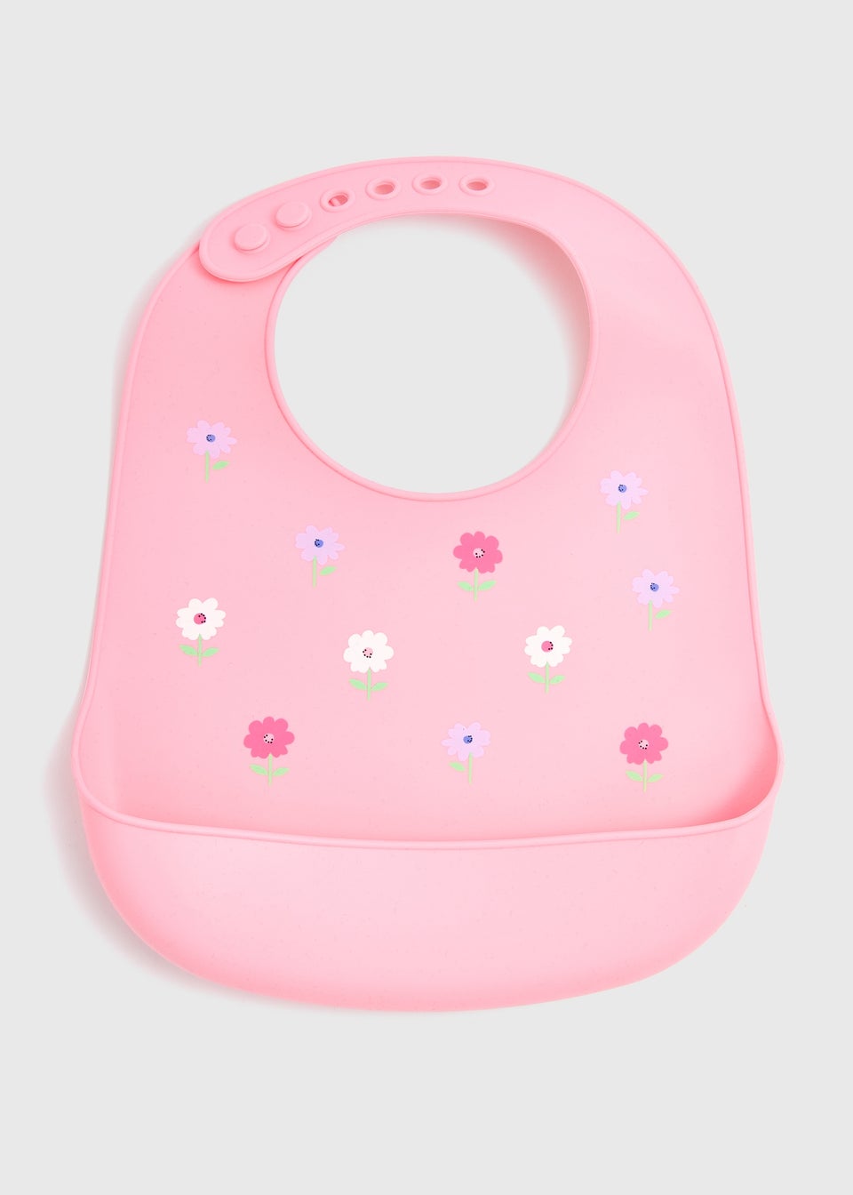 Baby Pink Floral Silicone Bib