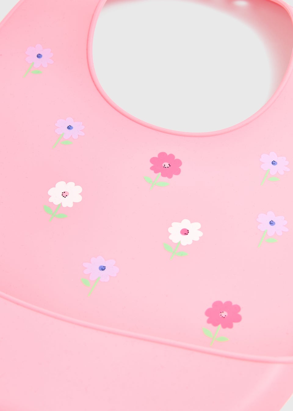 Baby Pink Floral Silicone Bib
