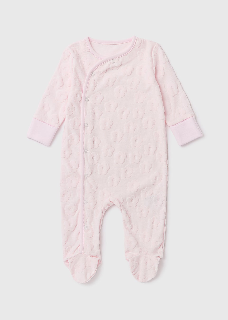 Baby Pink Embroidered Flower Sleepsuit (Newborn-18mths)