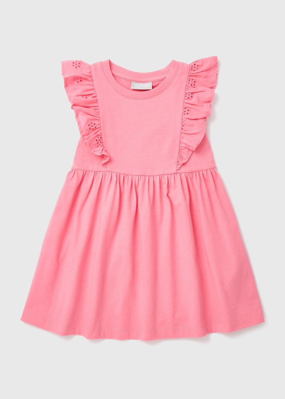 Girls Pink Schiffly Trim Dress (1-7yrs)