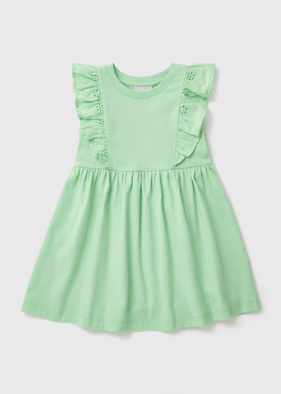 Girls Green Schiffly Trim Dress (1-7yrs)