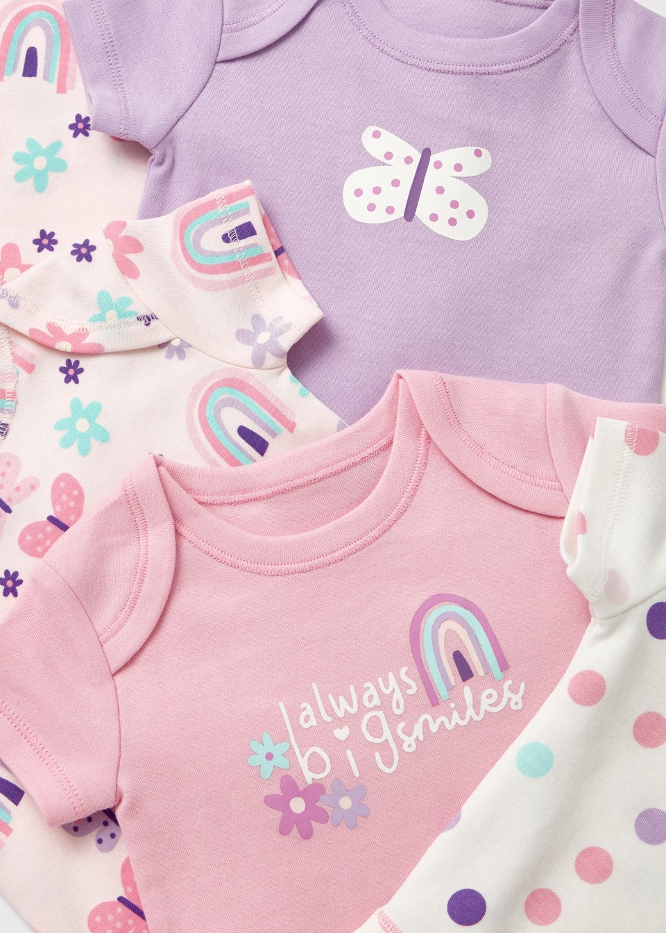 Baby 5 Pack Pink Butterfly Bodysuits (Newborn-23mths)