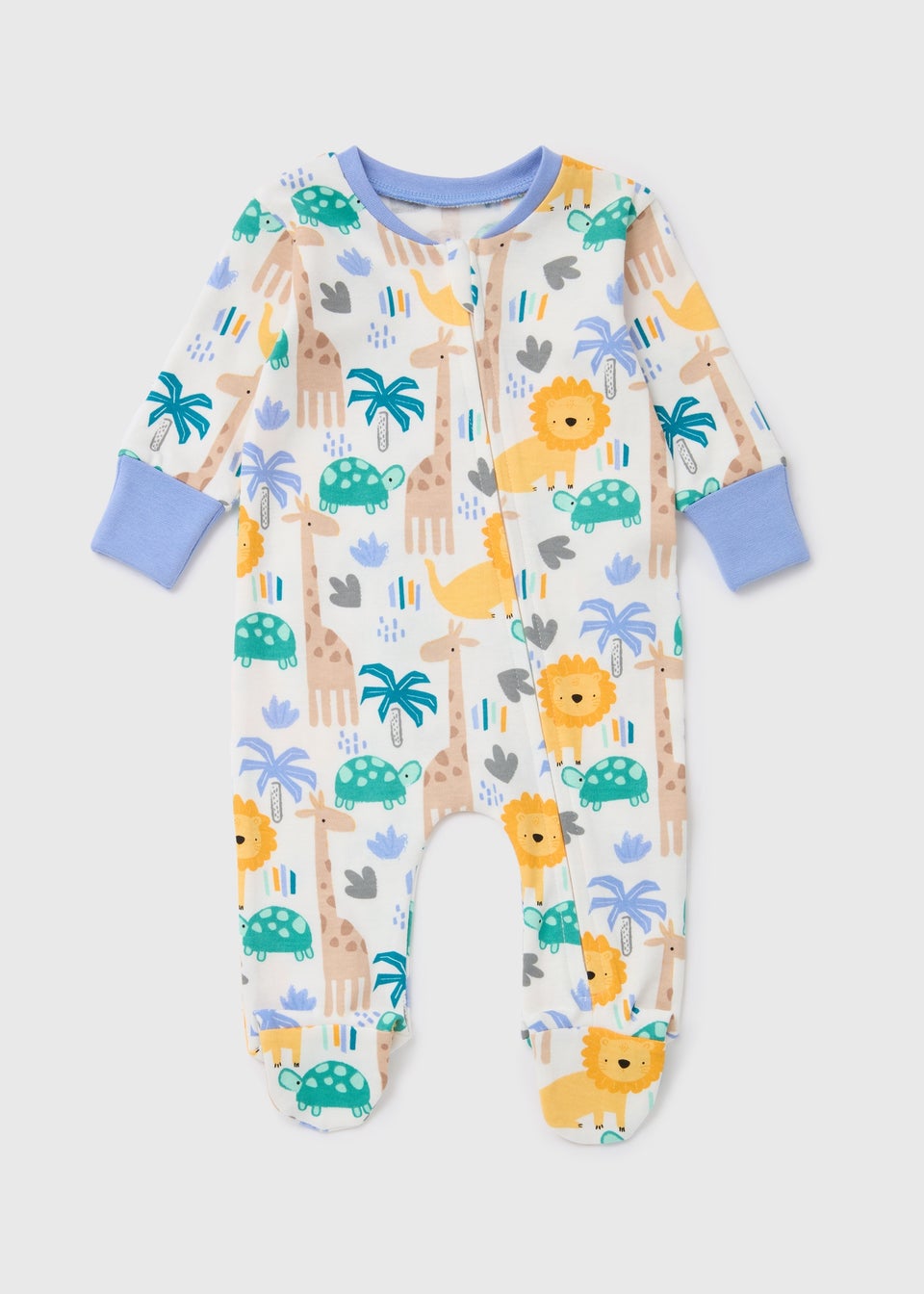 Baby Cream Animal Print Zipped Sleepsuit (Newborn-18mths)