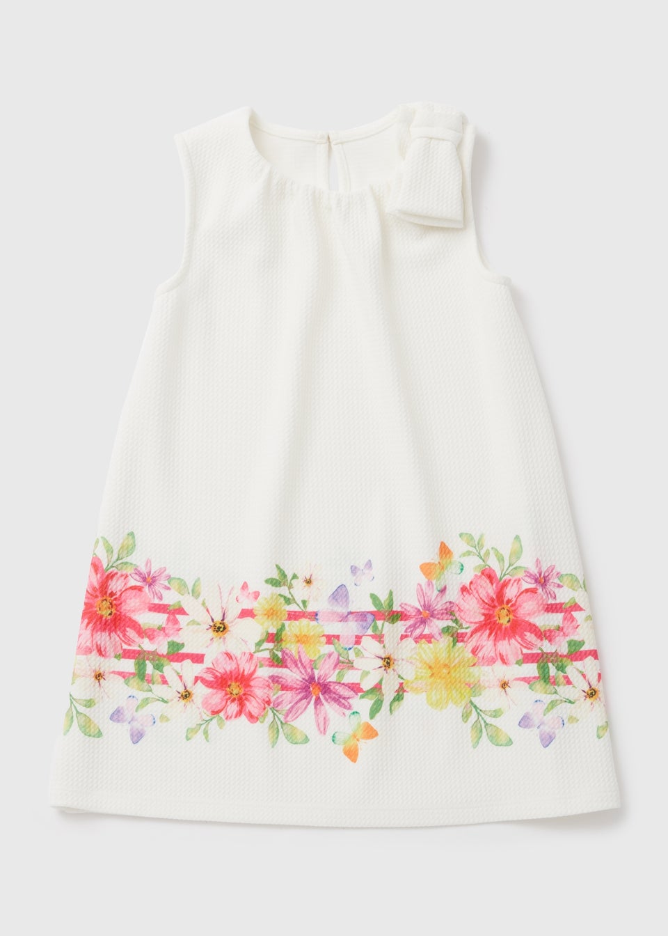 Girls Cream Floral Ponte Dress (1-7yrs)