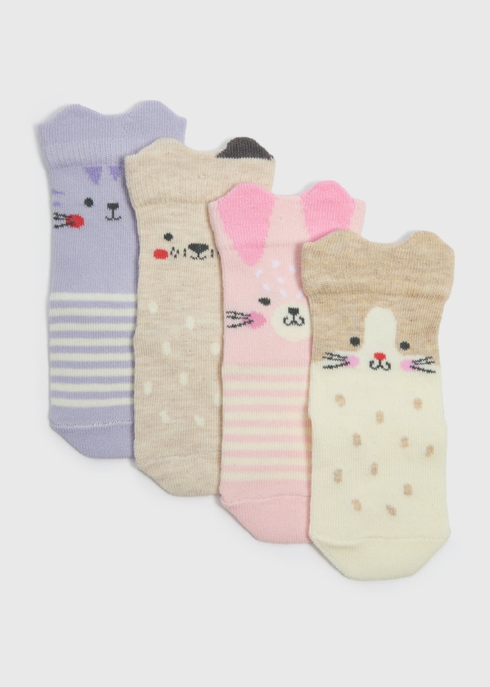 Baby 4 Pack Pink Animal Design Socks (Newborn-24mths)