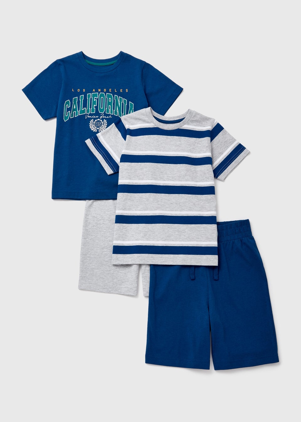 Boys 2 Pack Green Stripe T-Shirt & Shorts Pyjama Set (4-12yrs)