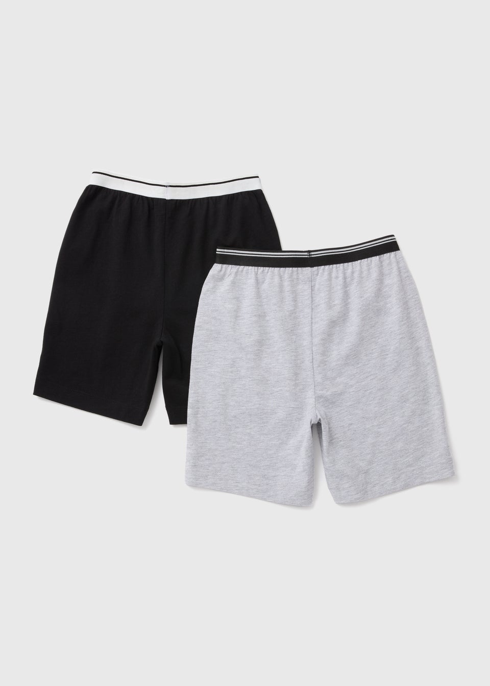 Boys 2 Pack Black & Grey Jersey Pyjama Shorts (4-12yrs)