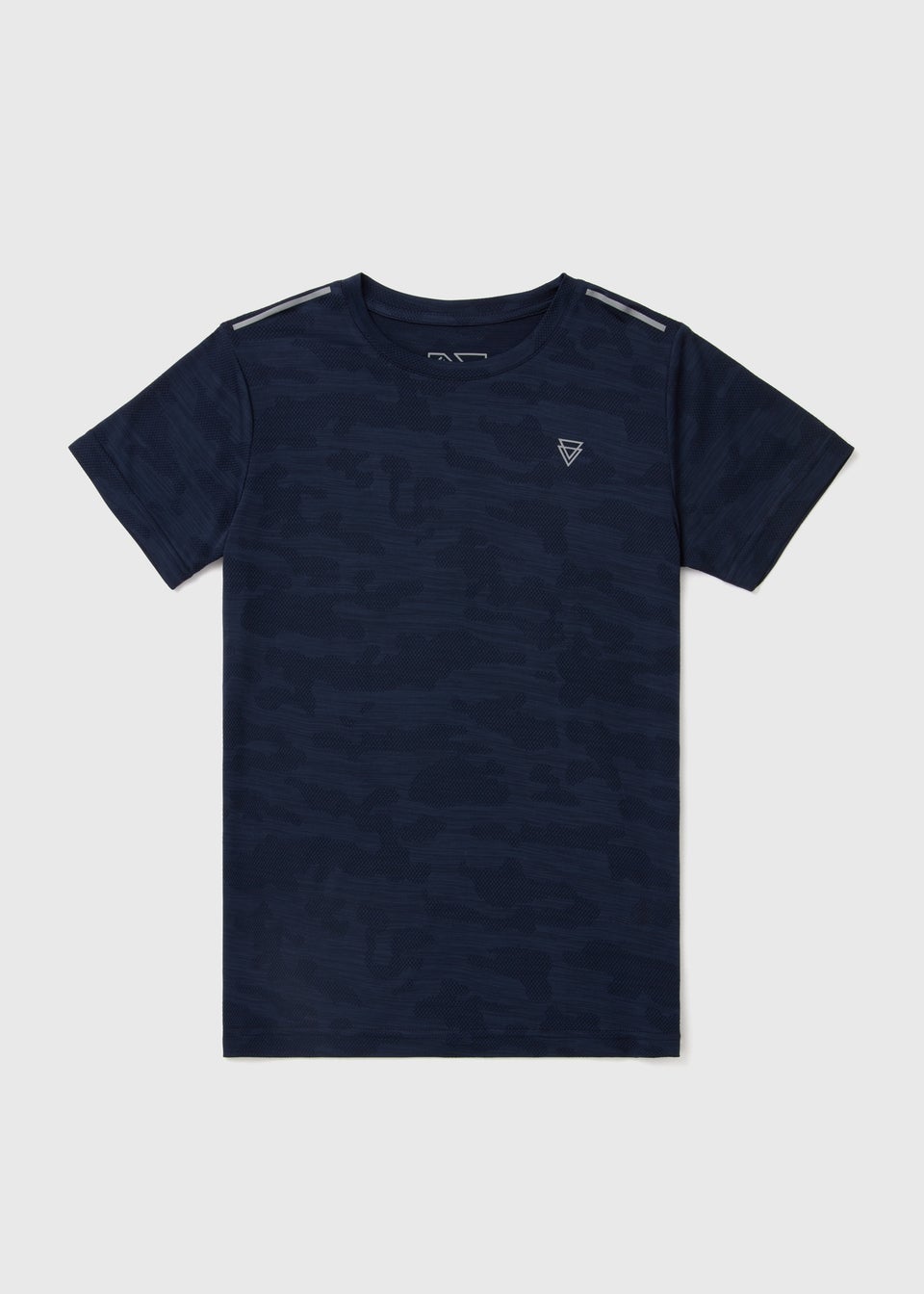 Boys Navy Camo Jacquard Sports T-Shirt (7-13yrs)