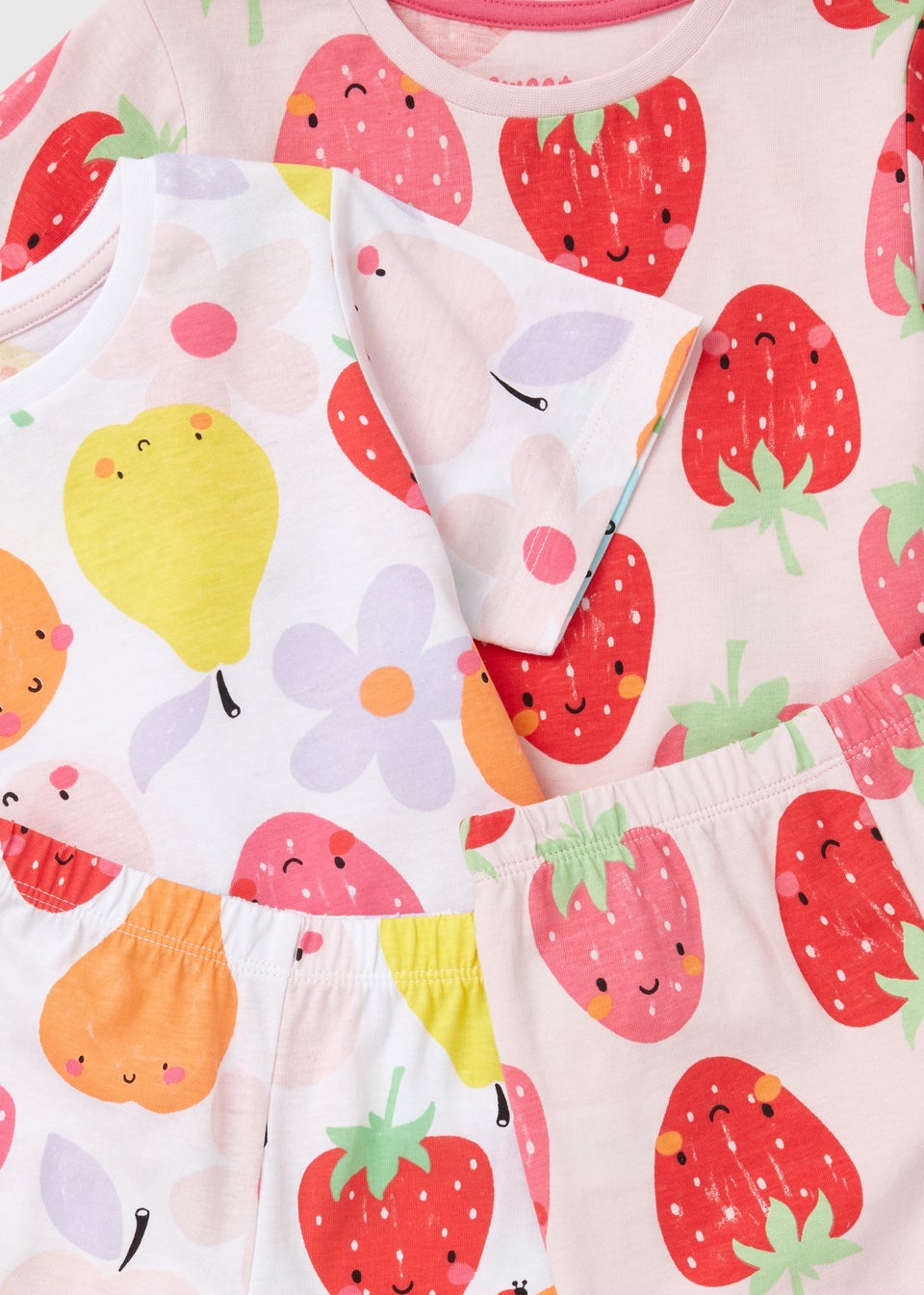 Girls 2 Pack Multicolour Fruit Shortie Pyjama Set (9mths-5yrs)
