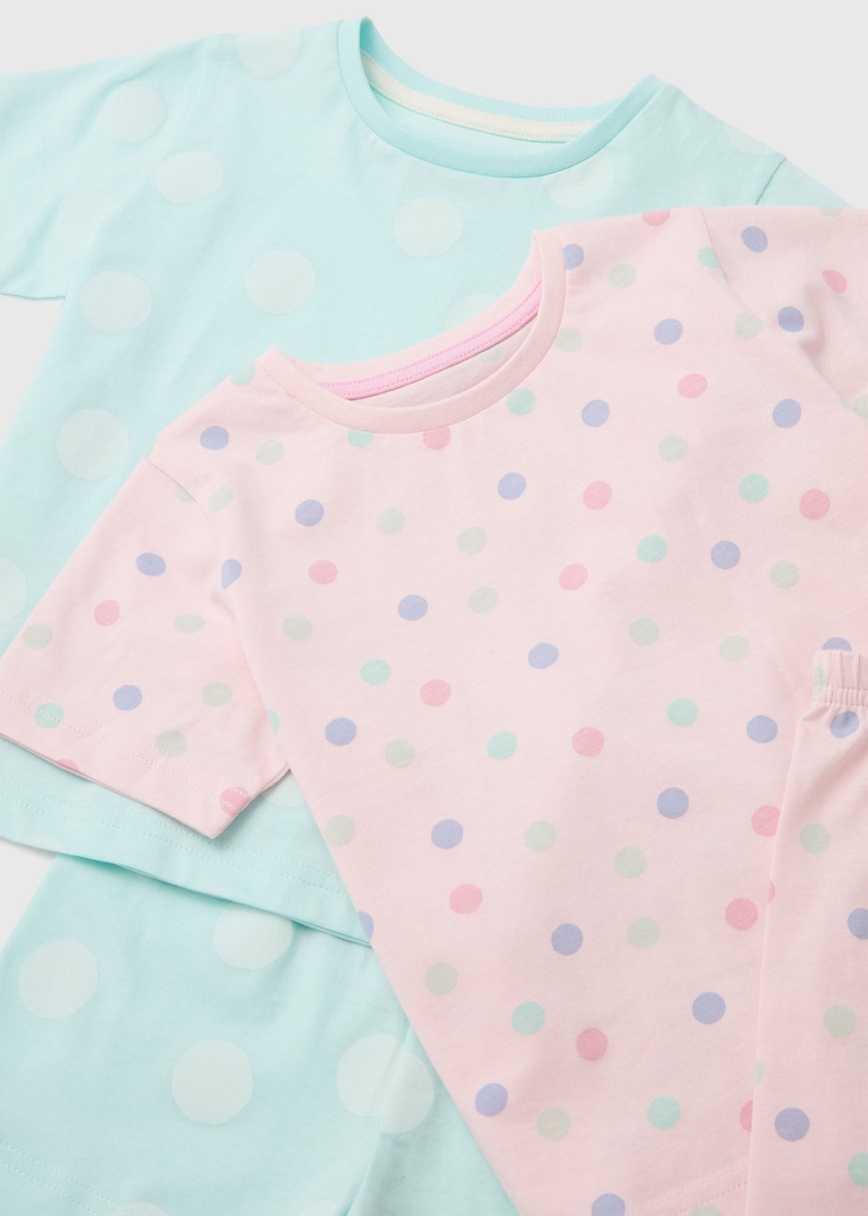 Girls 2 Pack Pink Polka Dot Pyjama Sets (9mths-5yrs)