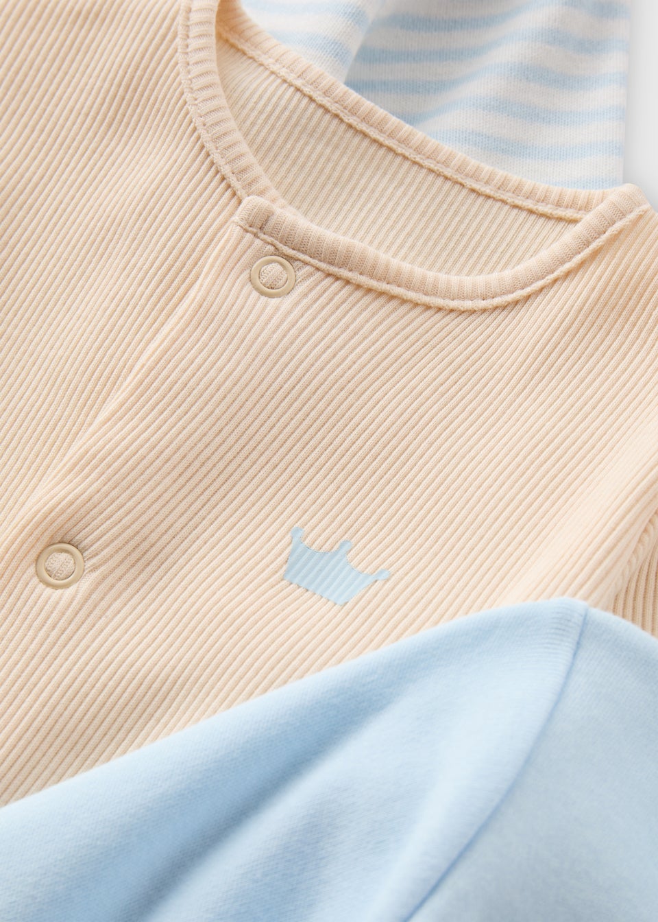 Baby 3 Pack Blue Preppy Boy Sleepsuit (Tiny Baby-18mths)