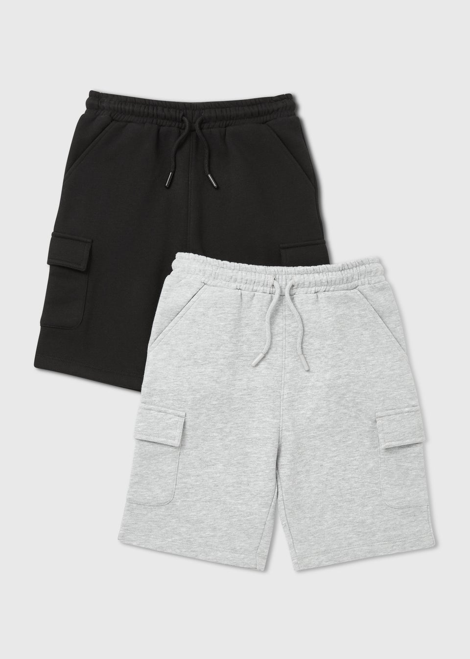 Boys 2 Pack Black & Grey Jogger Shorts (7-13yrs)