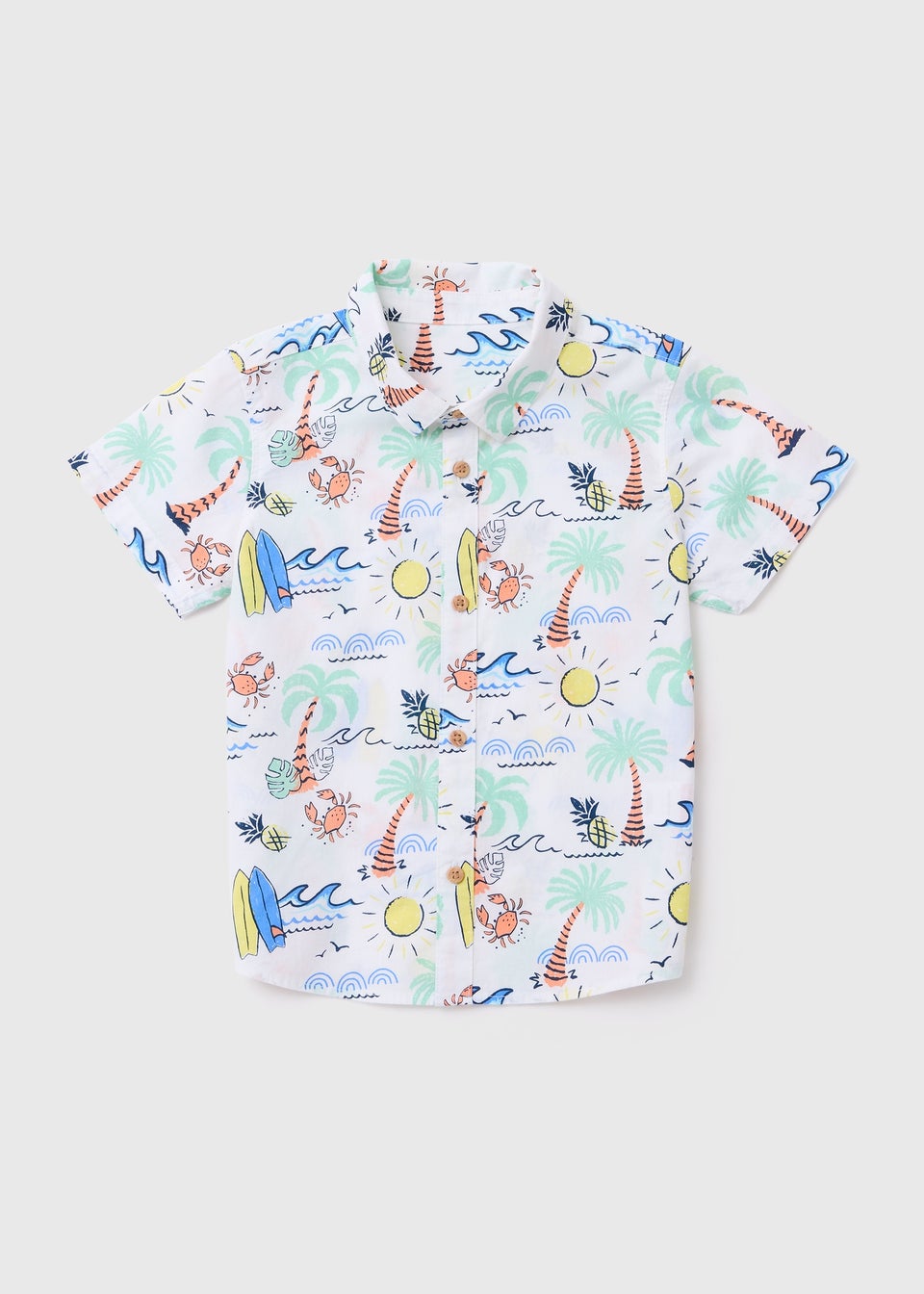 Boys White Surf Print Shirt (1-7yrs)