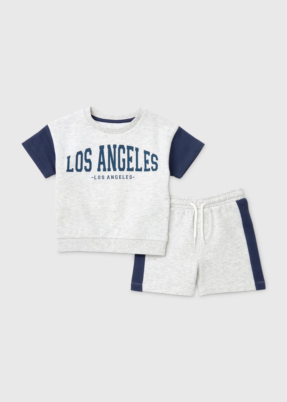 Boys Grey Marl Los Angeles Varsity T-Shirt & Shorts Set (1-7yrs)