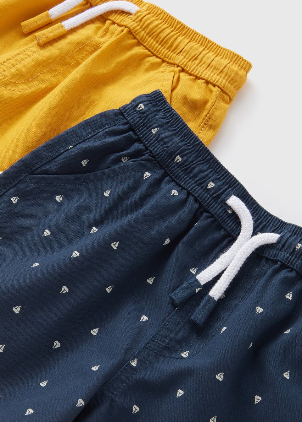 Boys 2 Pack Navy & Yellow Woven Boat Print Shorts (1-7yrs)