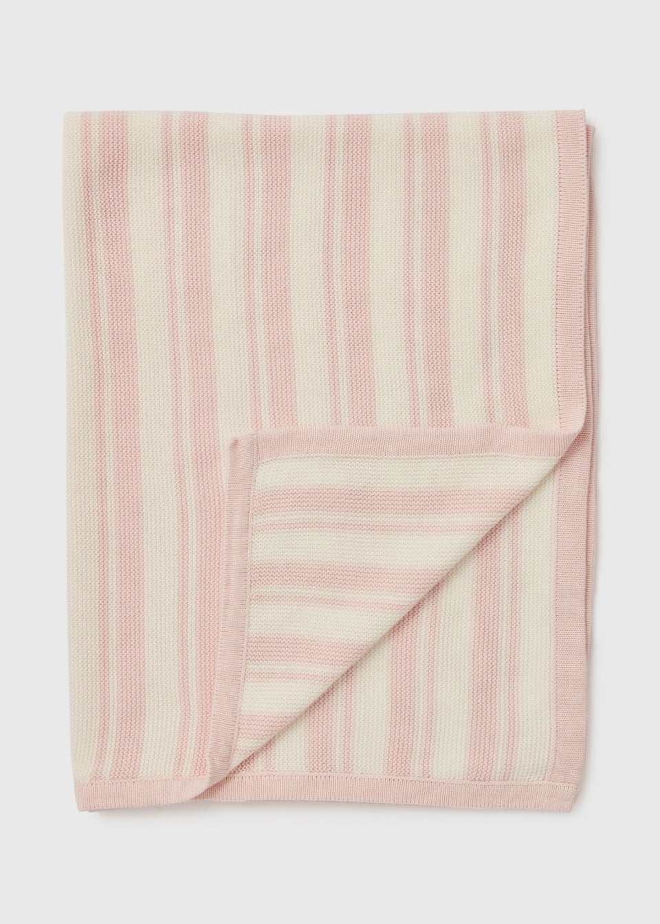Kids Pink & Cream Knitted Blanket (70cm x 90cm)