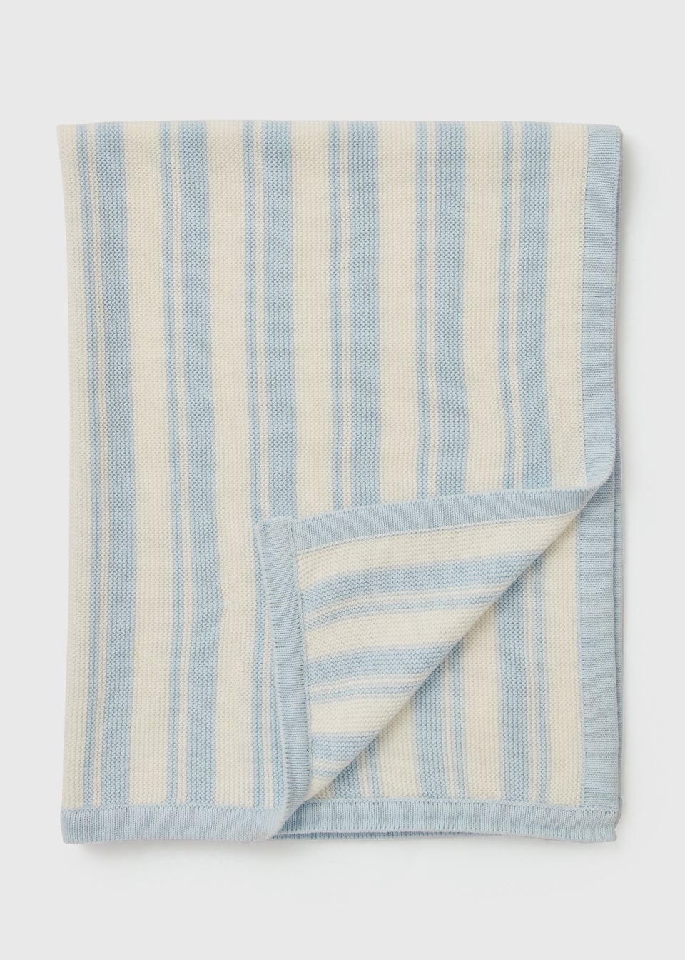 Kids Blue & Cream Knitted Blanket (70cm x 90cm)