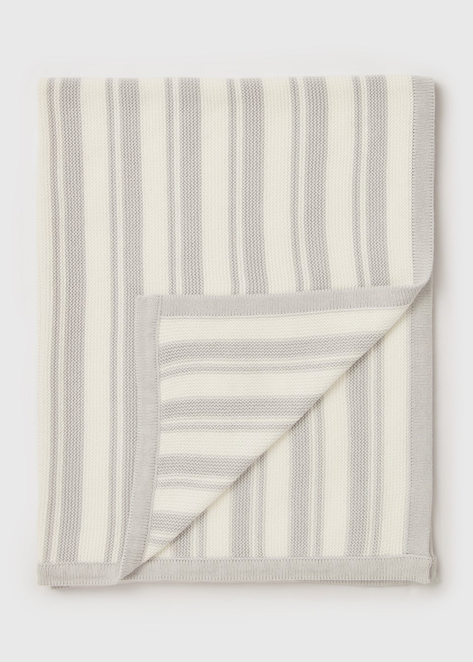 Kids Grey & Cream Knitted Blanket (70cm x 90cm)