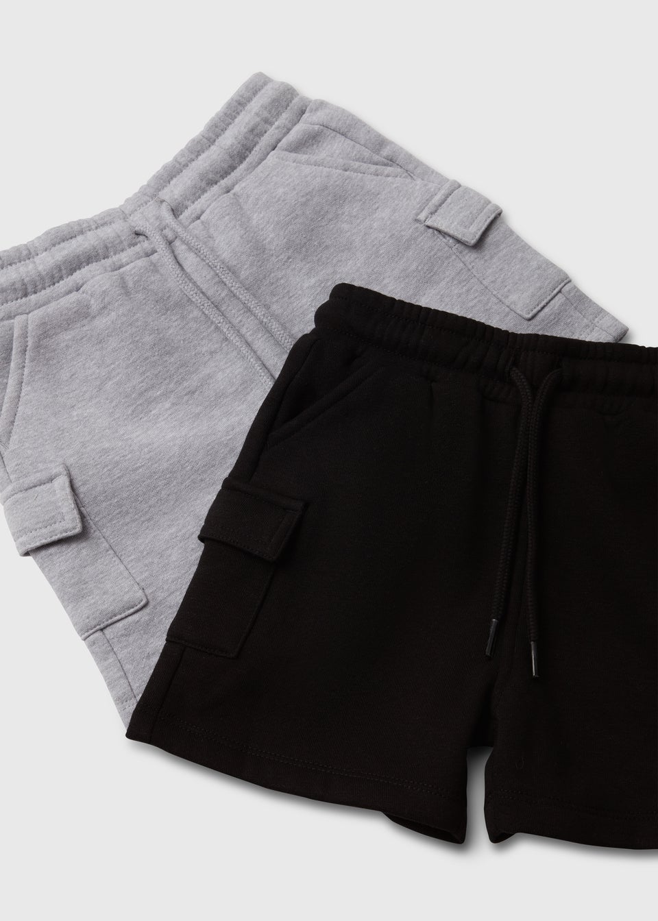 Boys 2 Pack Black & Grey Cargo Jogger Shorts (1-7yrs)