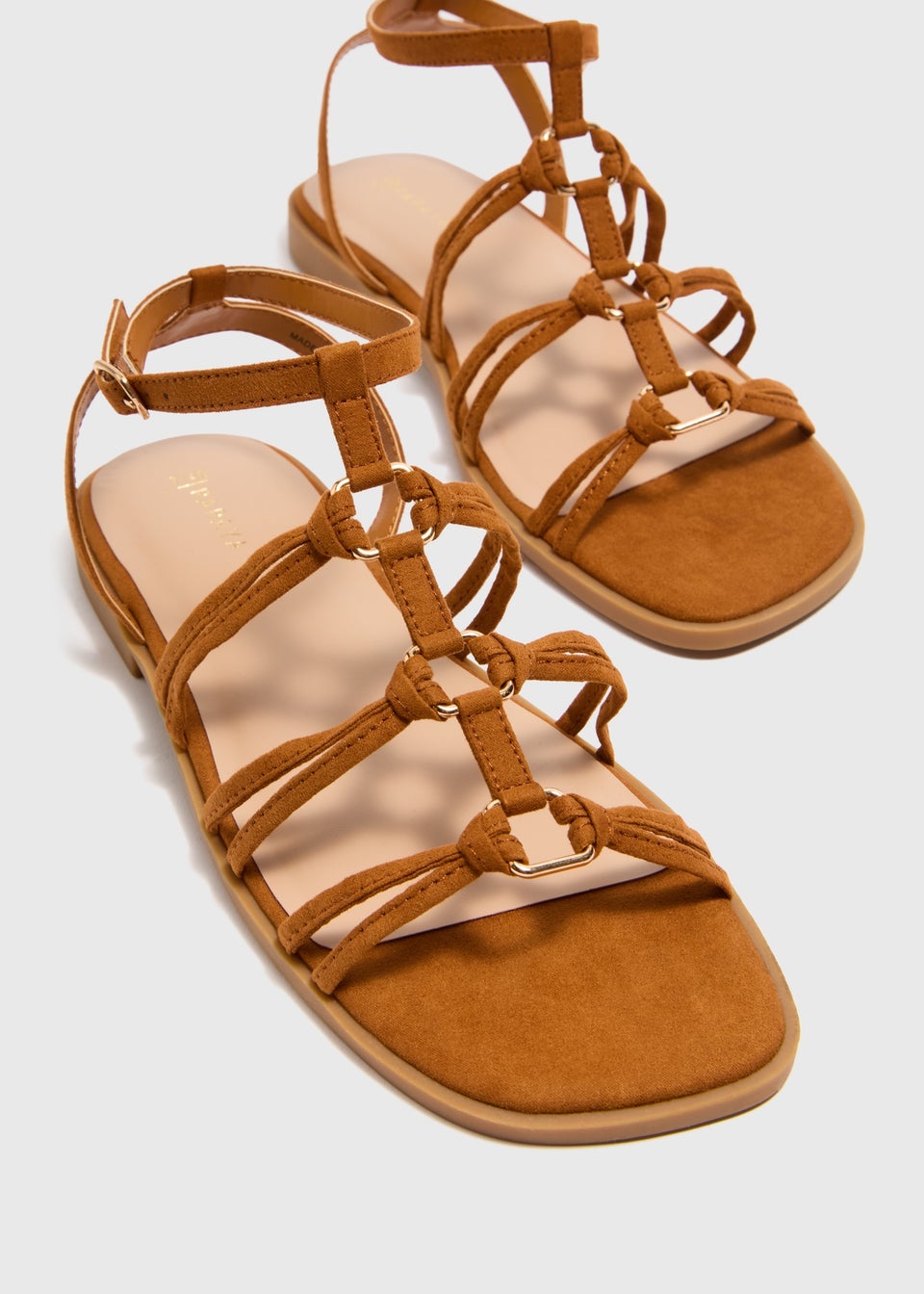 Tan flat gladiator sandals sales