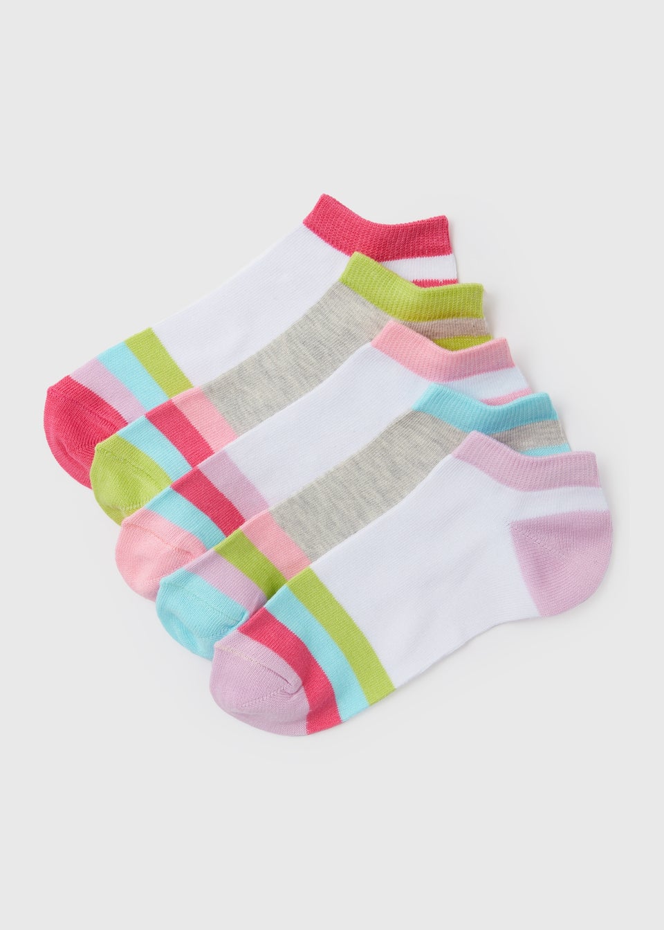 Girls 5 Pack Multicolour Trainer Socks (2-12yrs)
