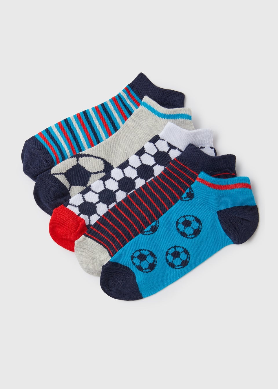 Boys 5 Pack Multicolour Football Trainer Socks (Younger 6-Older 5.5)