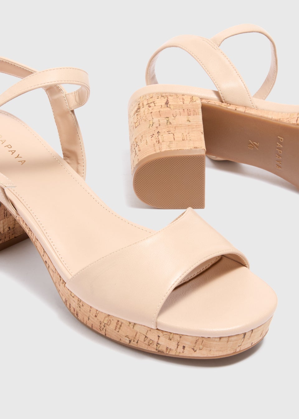 Nude Cork Platform Heels