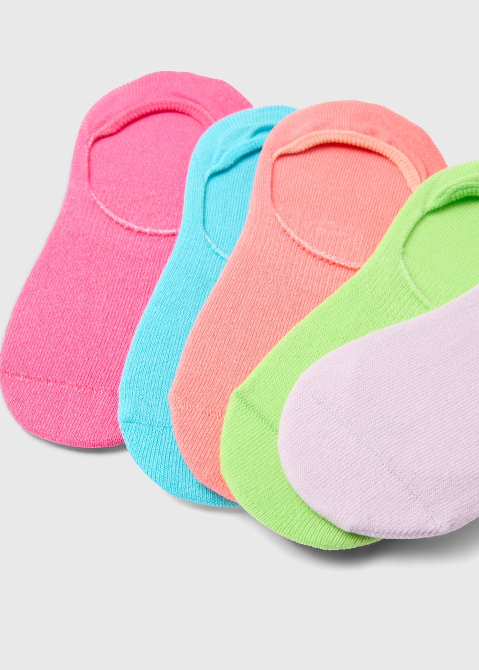 Kids 5 Pack Multicolour Neon Invisible Socks (2-12yrs)