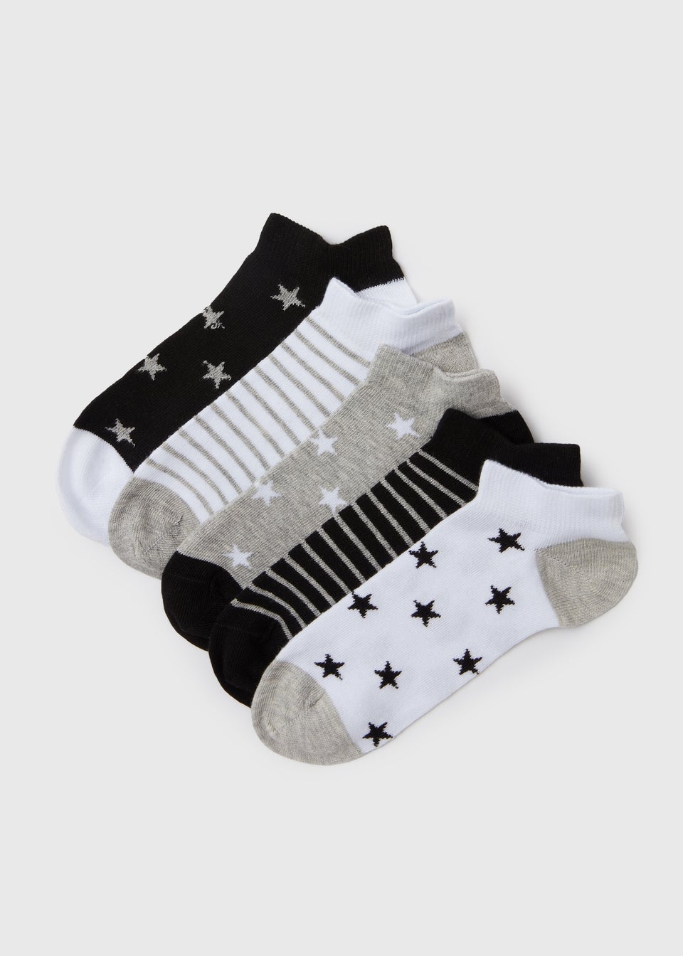 5 Pack Multicolour Star & Stripe Print Training Socks