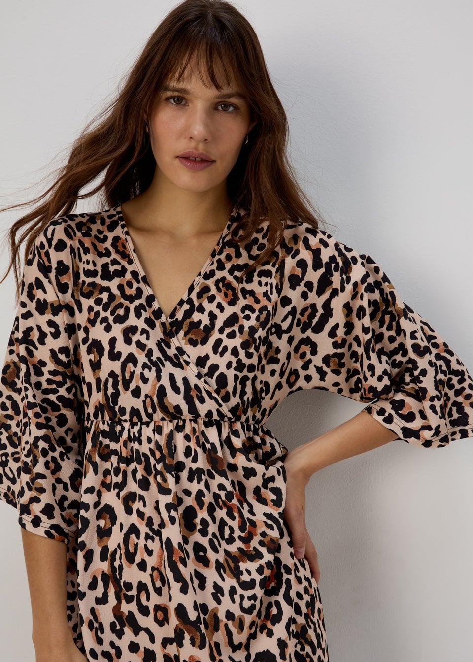 Leopard print kimono top dress
