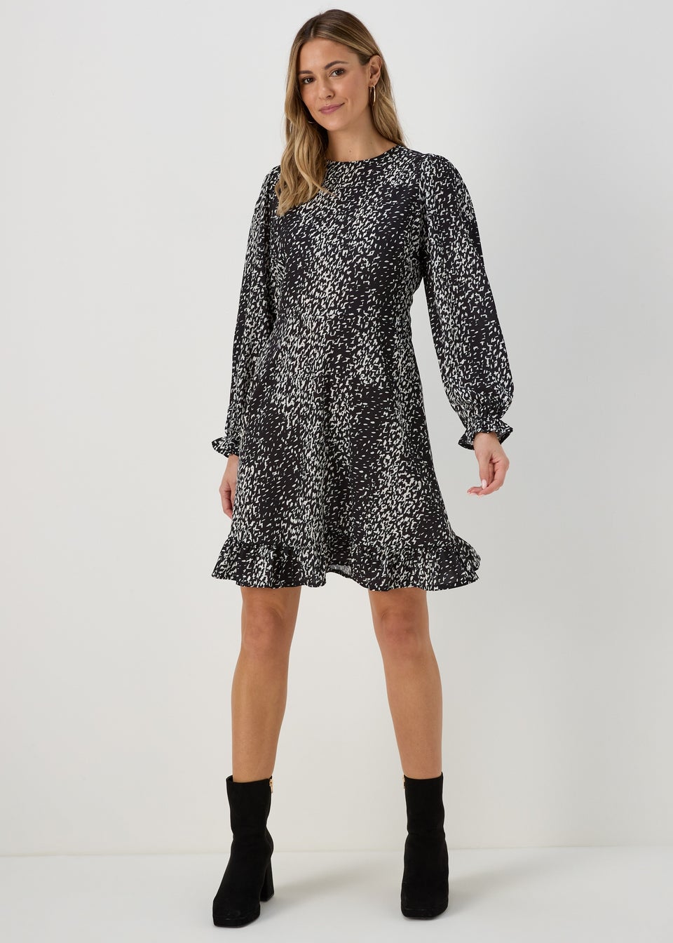 Black dress with white sale frill