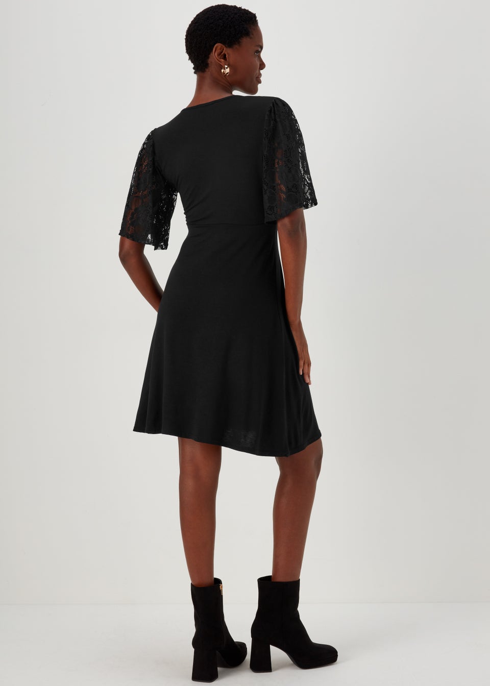 Black Lace Sleeve Dress