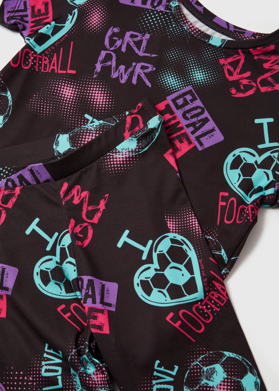 Girls Purple Football Pyjama Set (4-12yrs)