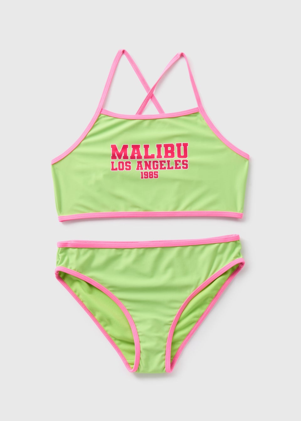 Girls Lime Malibu Slogan Bikini Set (6-15yrs)