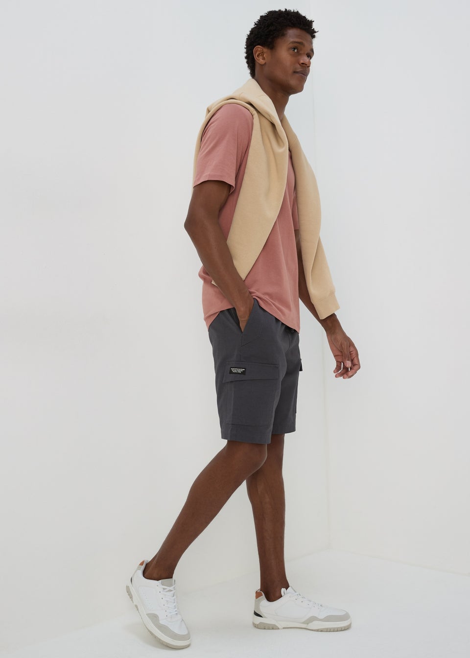Charcoal Textured Cargo Shorts