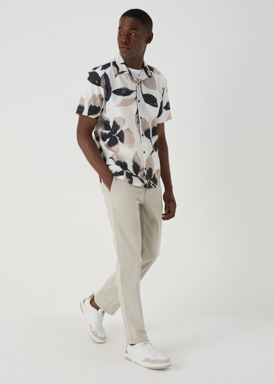 White Pink Floral Print Shirt