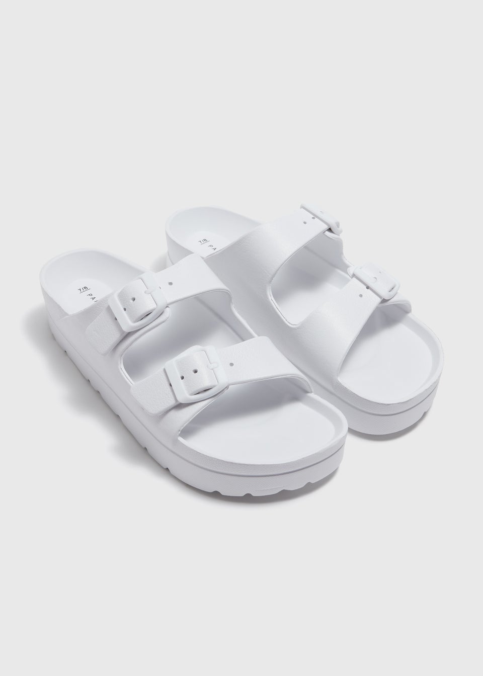 White Chunky Double Buckle Sandals
