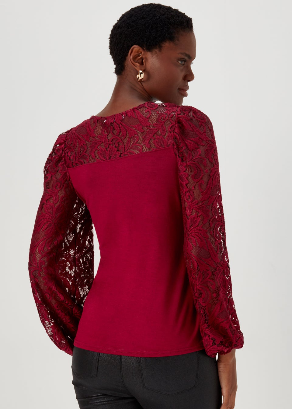 Burgundy Lace Long Sleeve Top