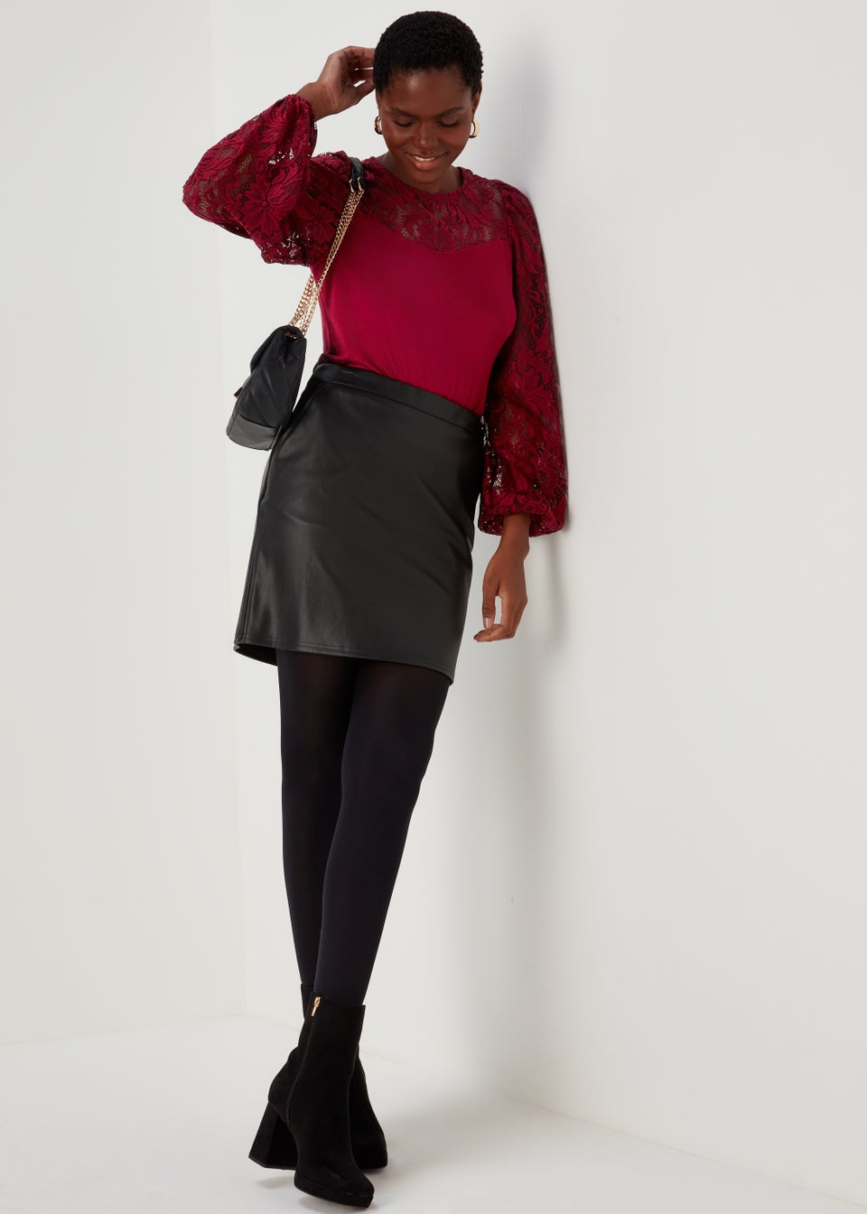 Burgundy Lace Long Sleeve Top