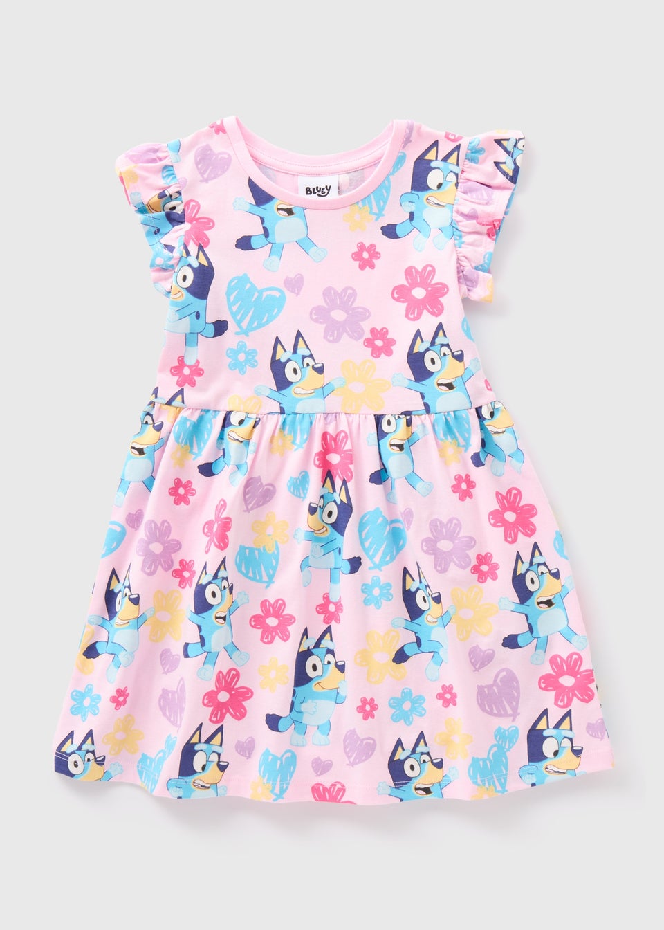 Bluey Girls Pink Floral Dress (1-7yrs)