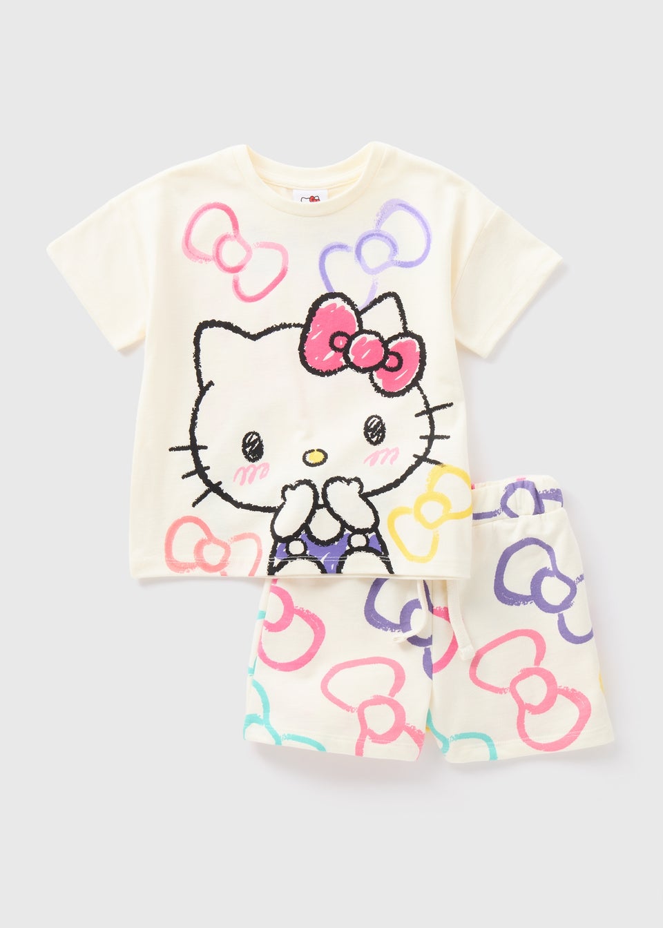 Hello Kitty Girls White T-Shirt & Shorts Set (1-7yrs)