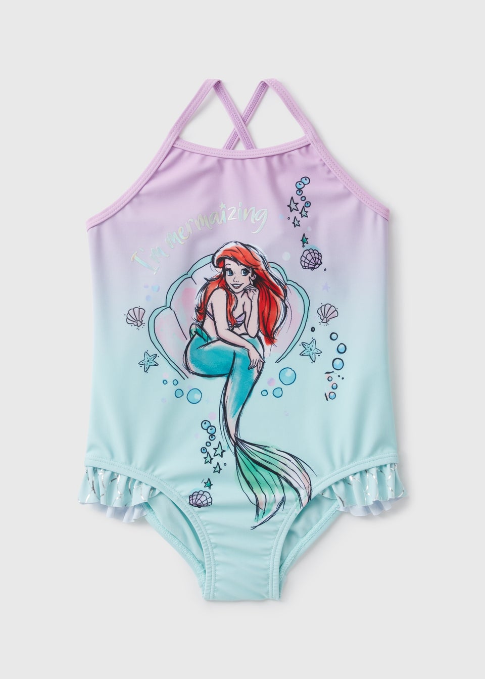 Disney Kids Green Ombre Ariel Swimsuit 1 7yrs Matalan