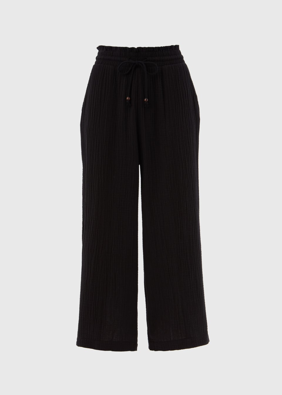 Black Double Cloth Crop Trousers