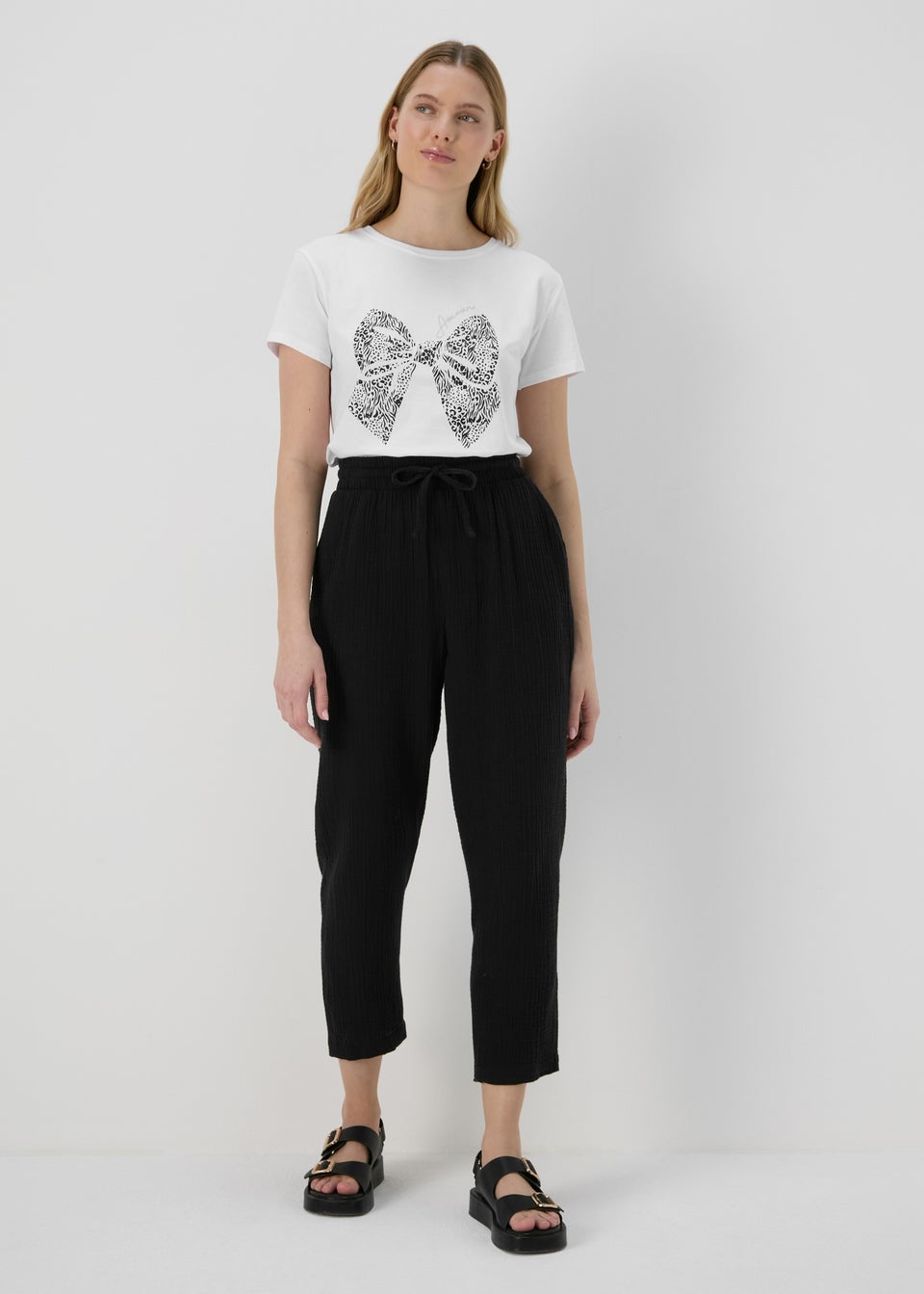 Black Pleated Crop Trousers Matalan