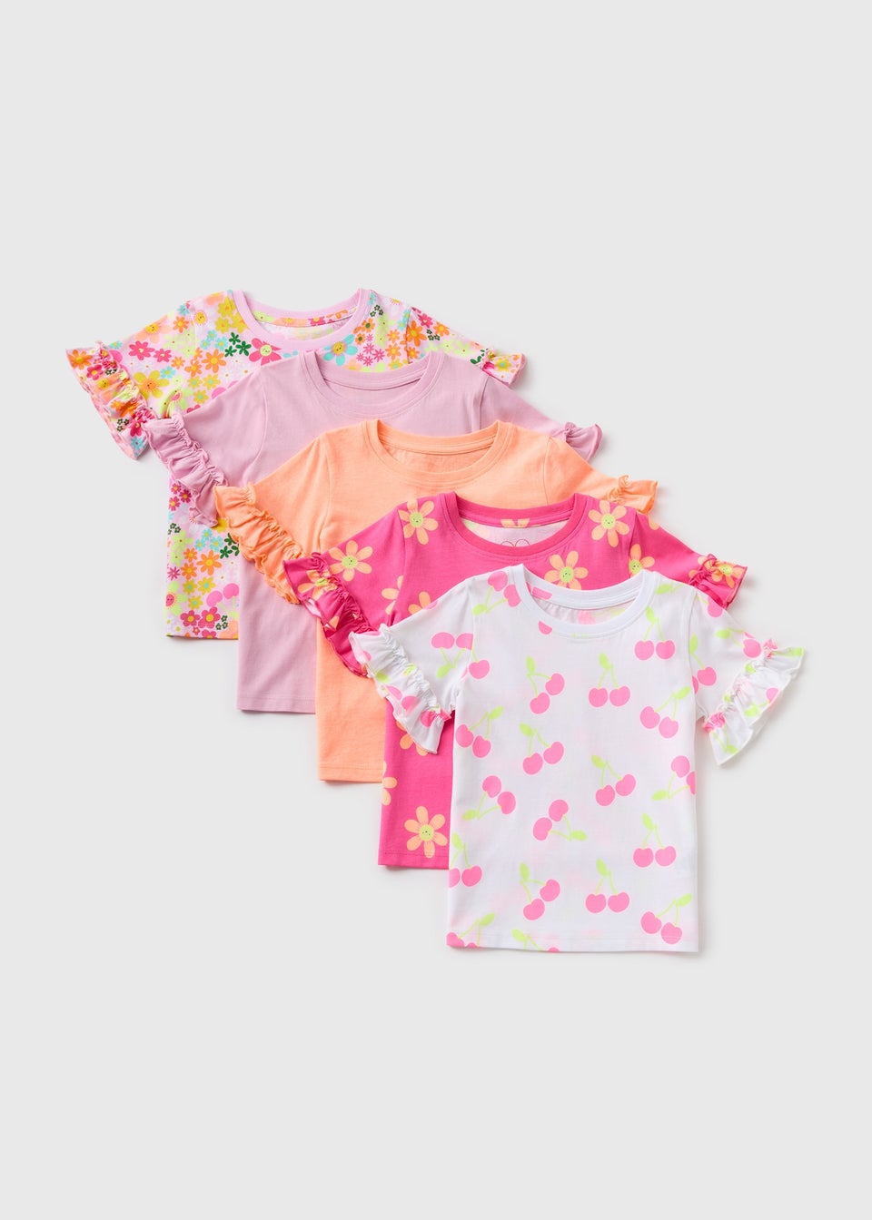 Girls 5 Pack Floral T-Shirts (1-7yrs)