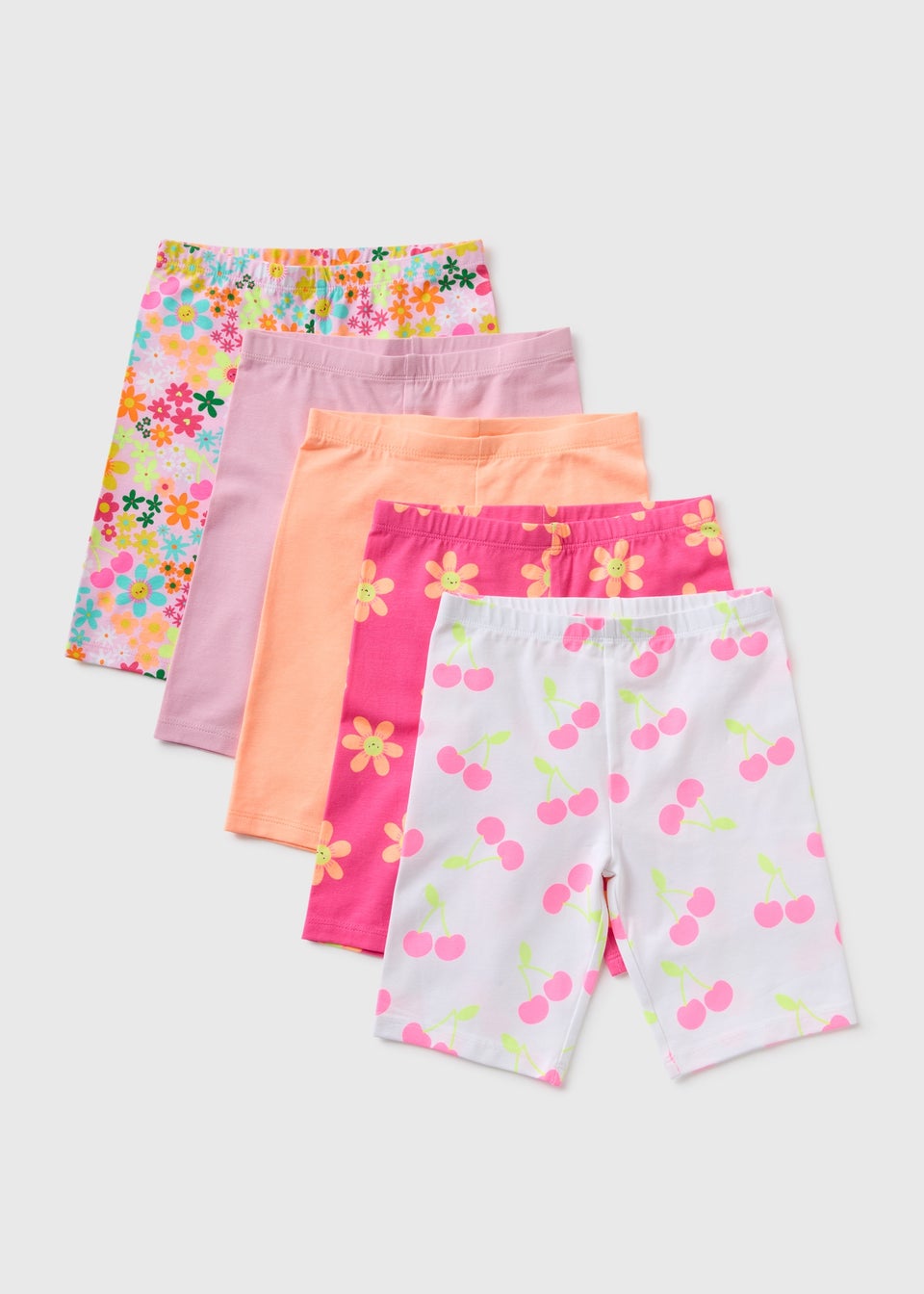 Girls 5 Pack Multicolour Floral Cycling Shorts (1-7yrs)
