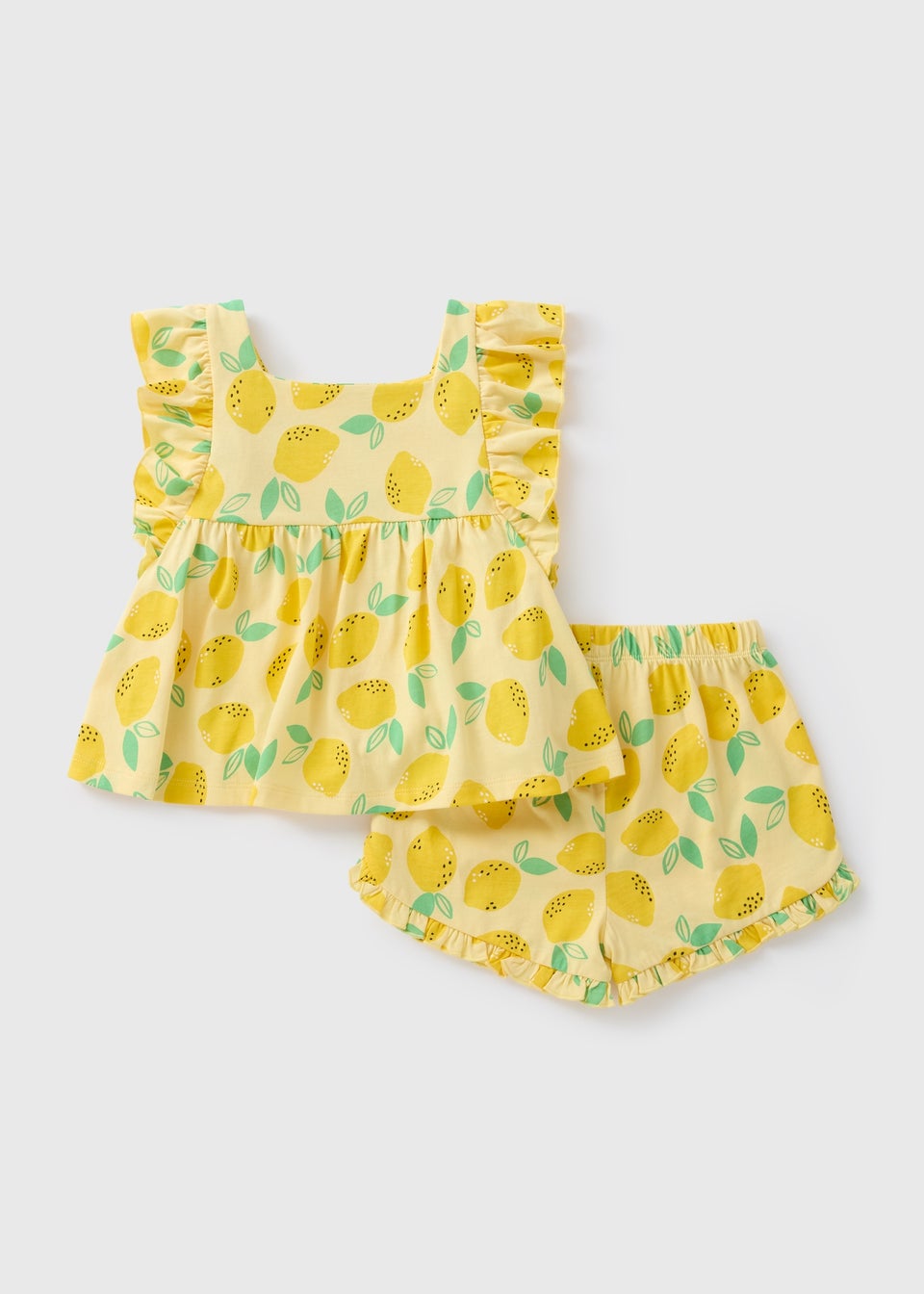 Girls Yellow Lemon Print Top & Shorts Set (1-7yrs)