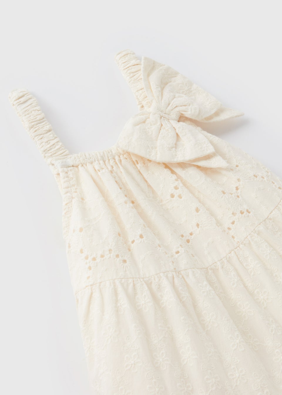 Girls White Bow Schiffley Dress (1-7yrs)